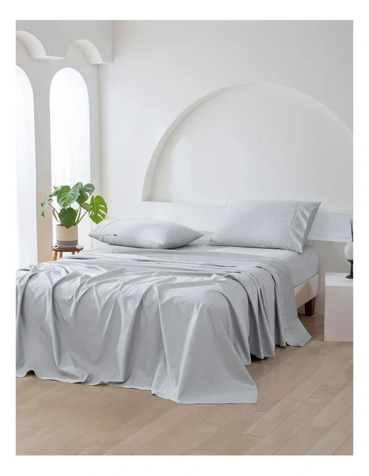Fitted Bed Sheet Set - Silver (500 Thread Count)