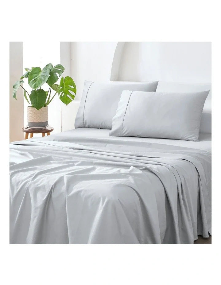 Fitted Bed Sheet Set - Silver (500 Thread Count)