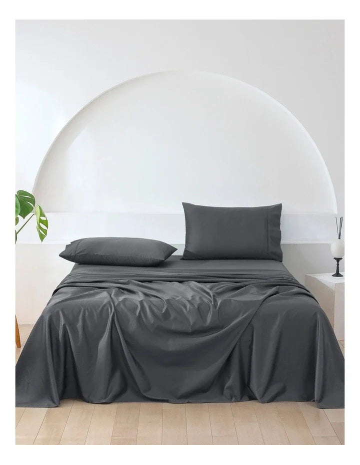 Fitted Bed Sheet Set - Charcoal (500 Thread Count)