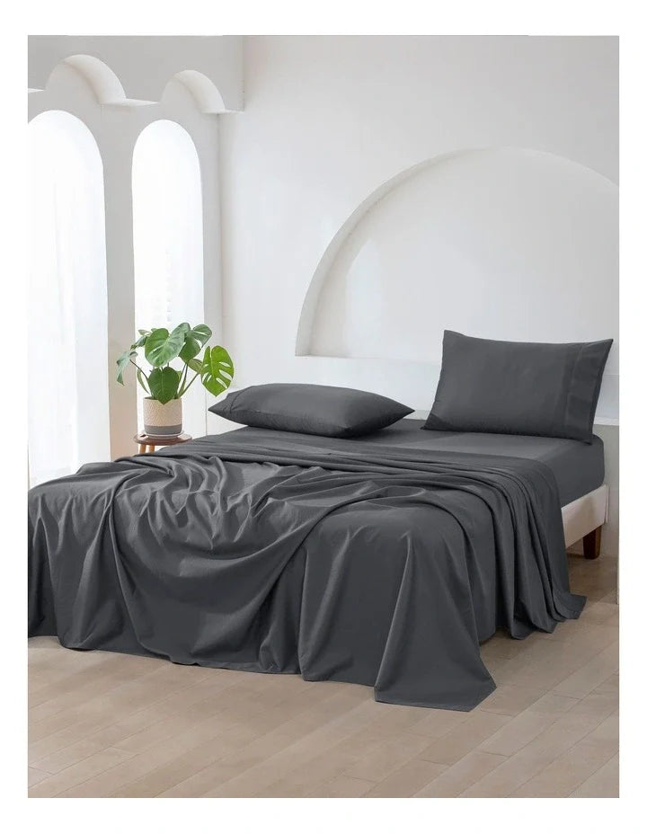 Fitted Bed Sheet Set - Charcoal (500 Thread Count)