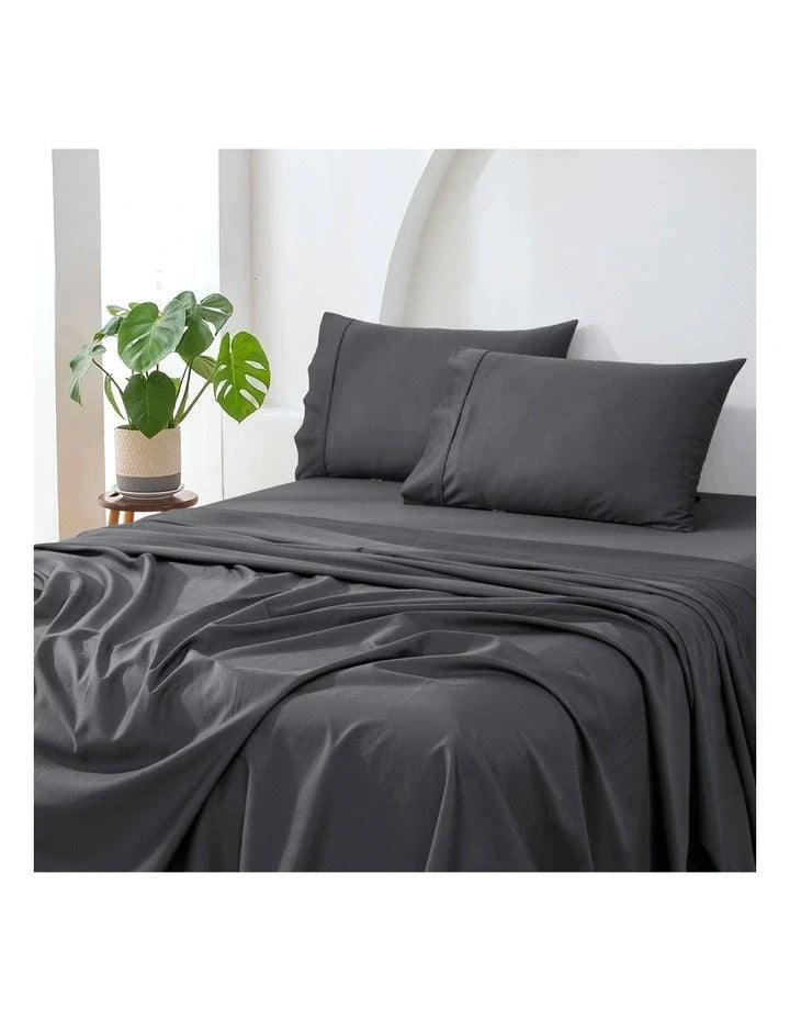 Fitted Bed Sheet Set - Charcoal (500 Thread Count)
