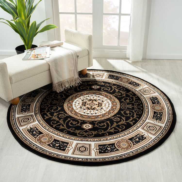 Estate 511 Black Round Rug