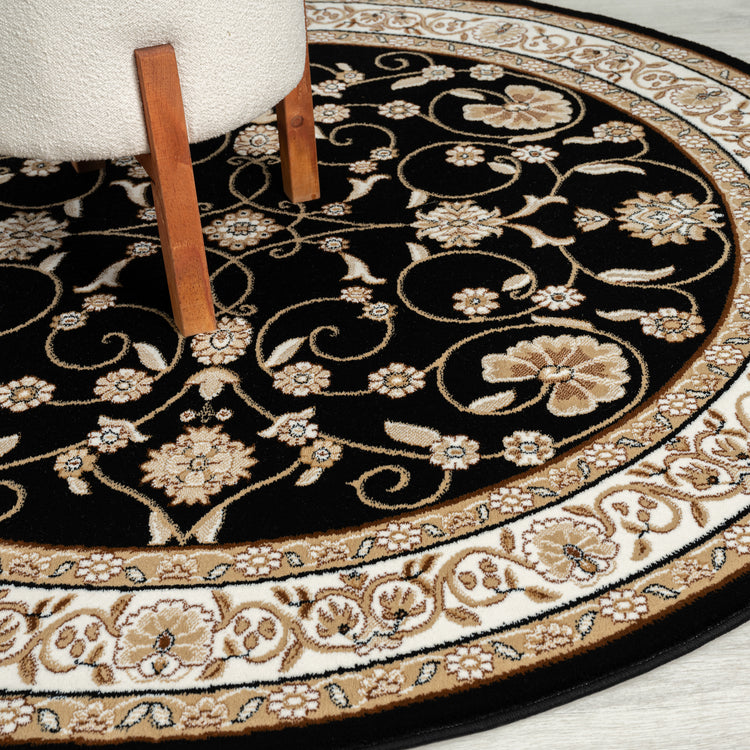 Estate 512 Black Round Rug