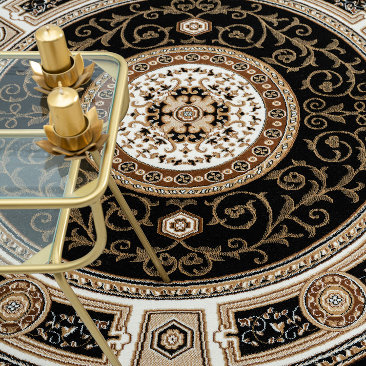 Estate 512 Black Round Rug