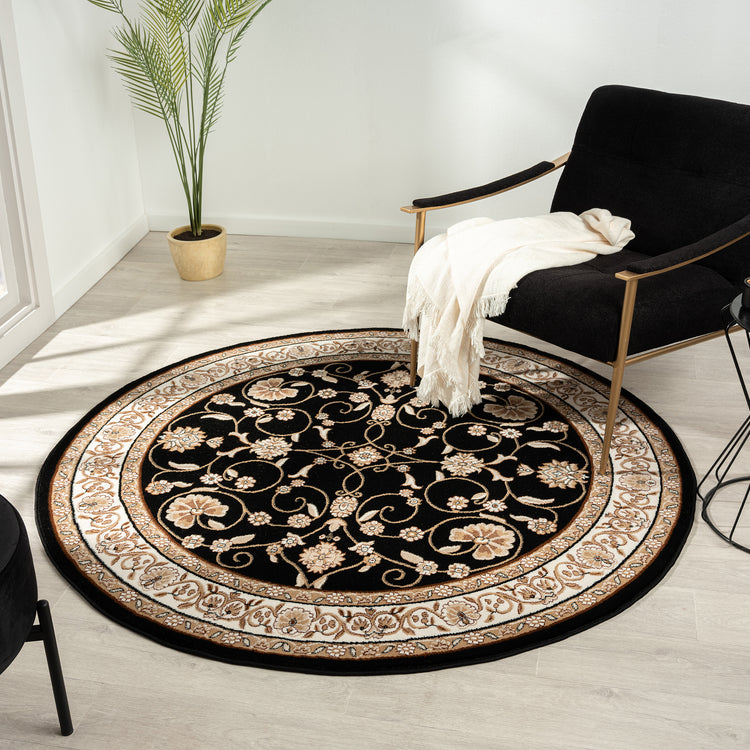 Estate 512 Black Round Rug