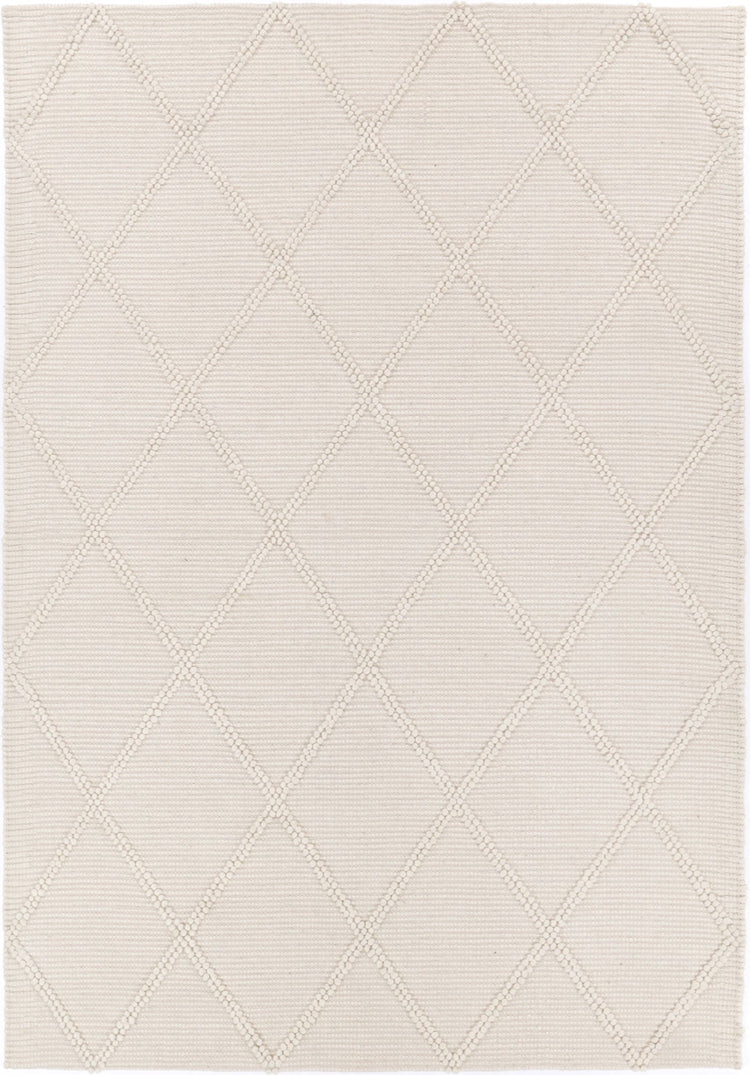 Goa Lattice Wool Blend Cream Rug (No Tassel)