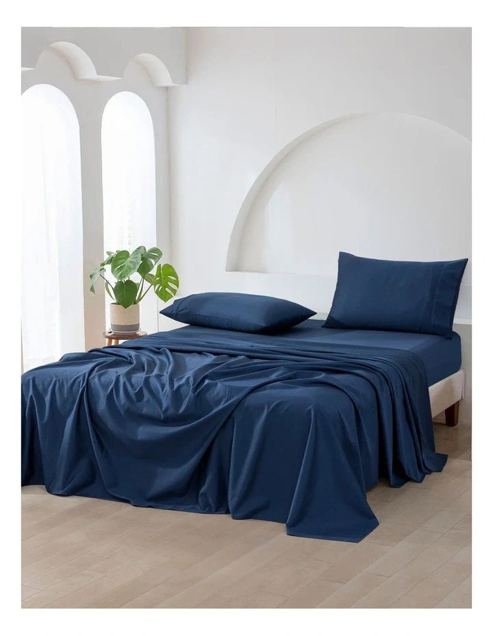 Fitted Bed Sheet Sets - Navy (500 Thread Count)