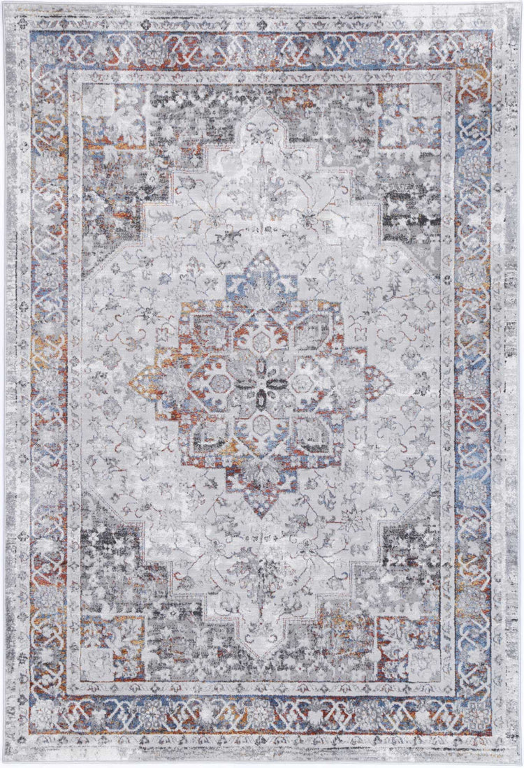 Porto Camila Grey & Blue Traditional Rug