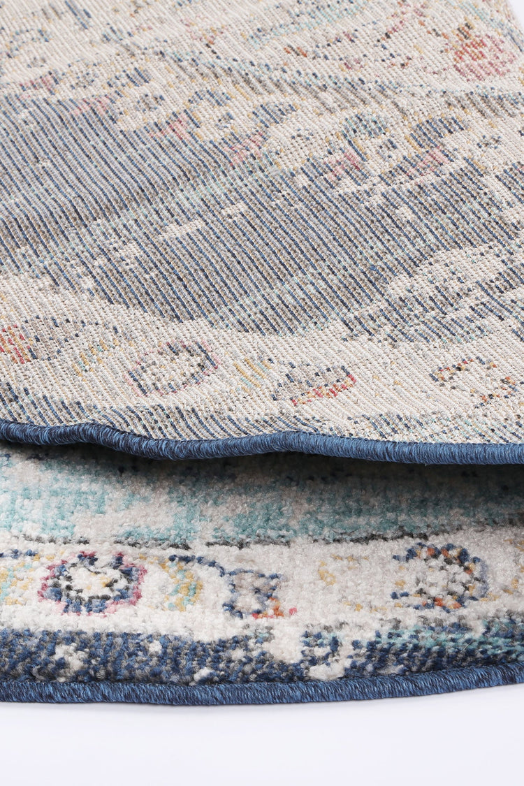 Salsa Hollow Medalion Transitional Navy & Multi Round Rug