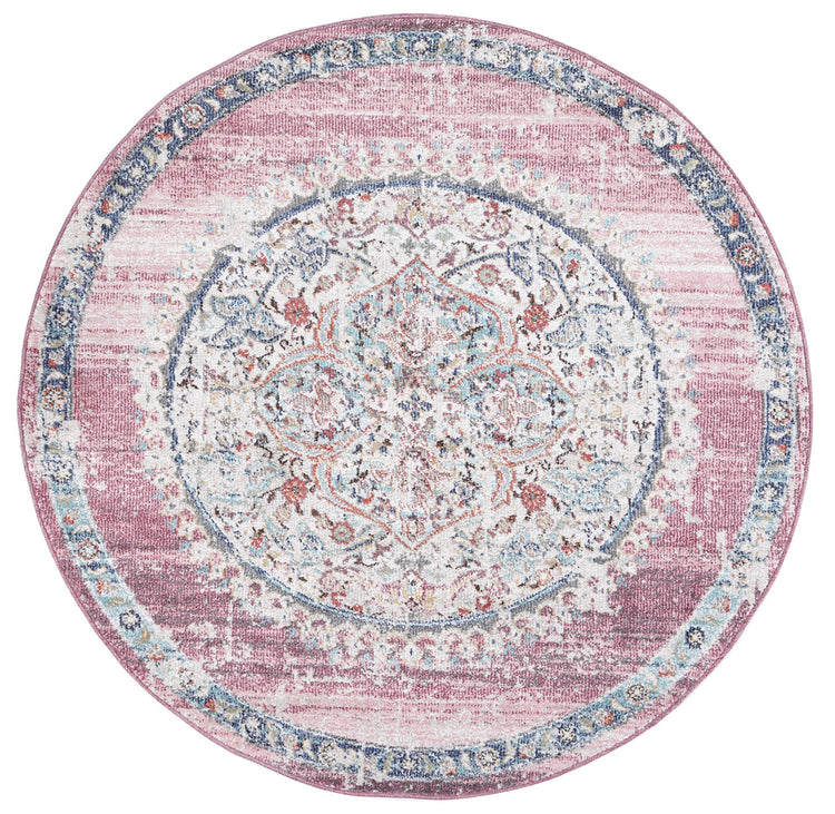 Salsa Hollow Medalion Transitional Blush Round Rug