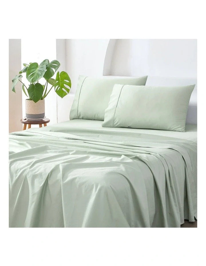 Fitted Bed Sheet Set - Sage (500 Thread Count)