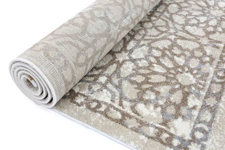 Morisot Grey and Beige Demask Rug