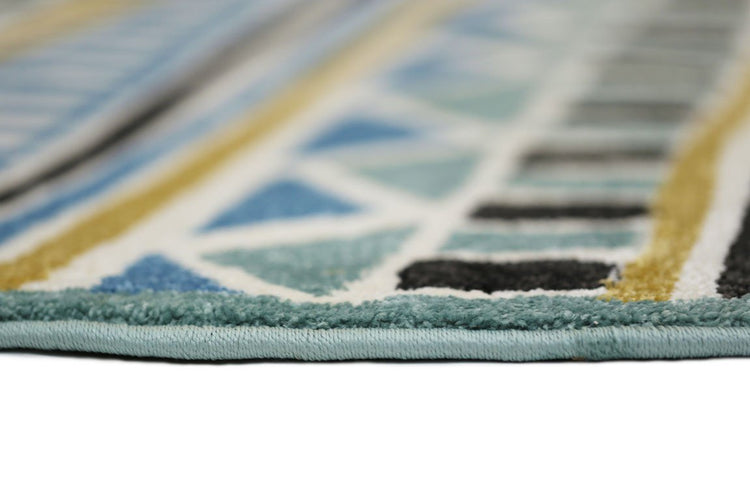 Piccolo Blue and Yellow Tribal Kids Rug