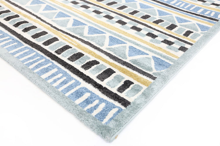 Piccolo Blue and Yellow Tribal Kids Rug