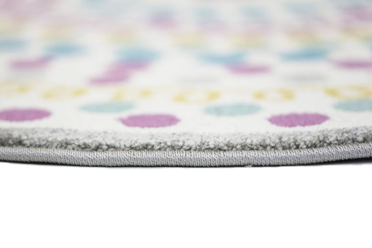 Piccolo Multi Colour and Pink Polka Dot Love Heart Kids Rug
