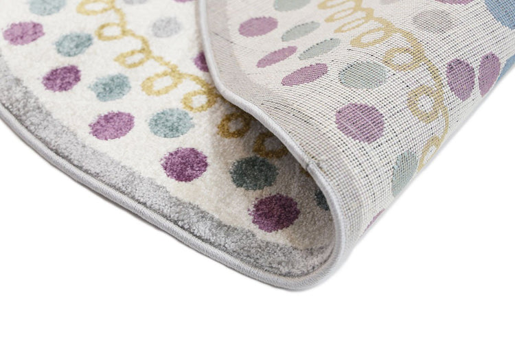 Piccolo Multi Colour and Pink Polka Dot Love Heart Kids Rug