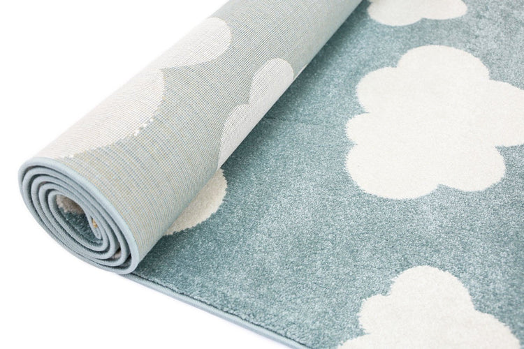 Piccolo  Aqua White Cloud Kids Rug