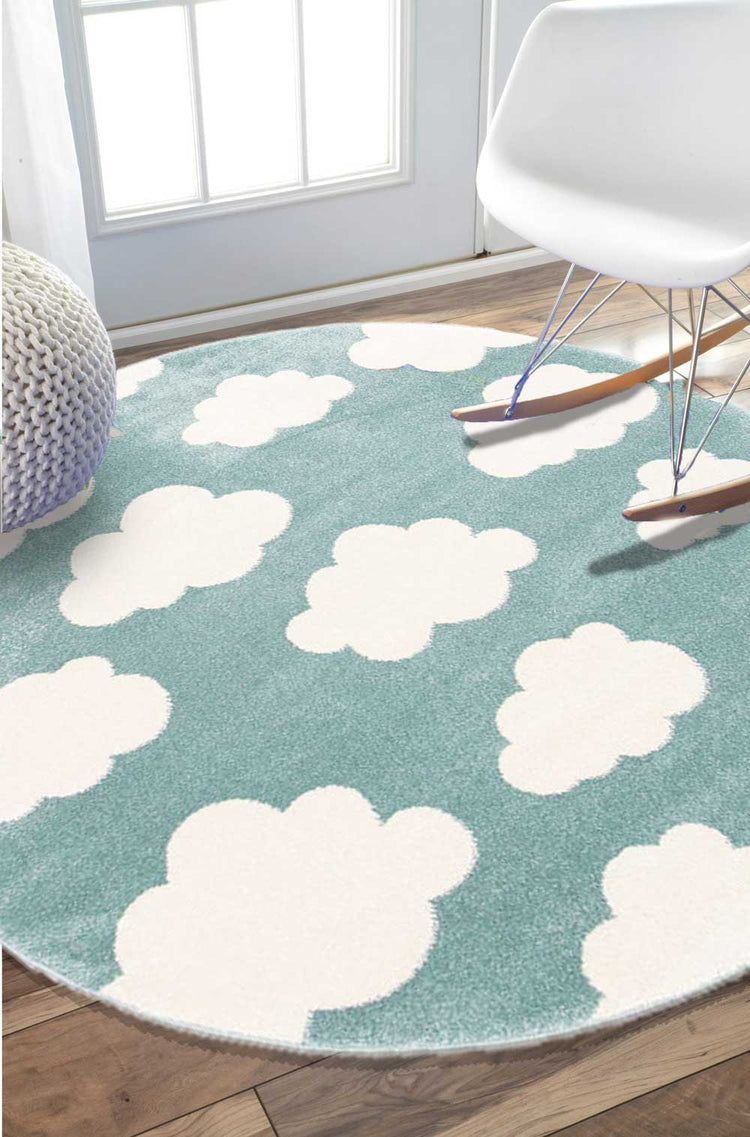 Piccolo  Aqua White Cloud Kids Rug