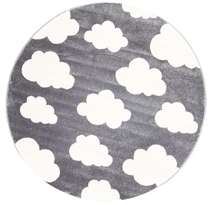 Piccolo Dark Grey and White Cloud Kids Rug