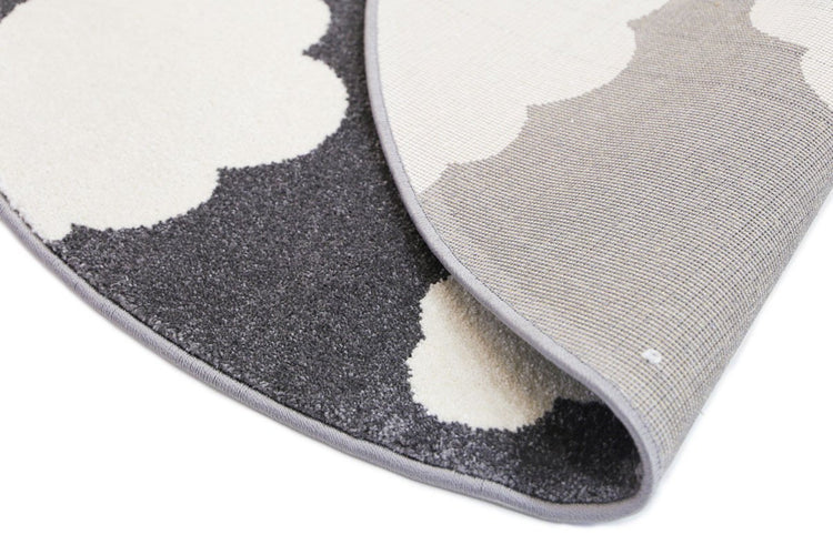 Piccolo Dark Grey and White Cloud Kids Rug