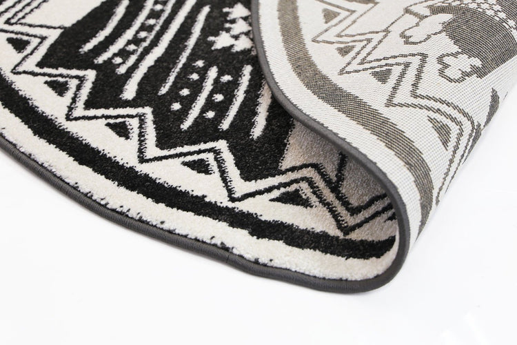 Piccolo Black and White Kids Camping Adventure Kids Rug