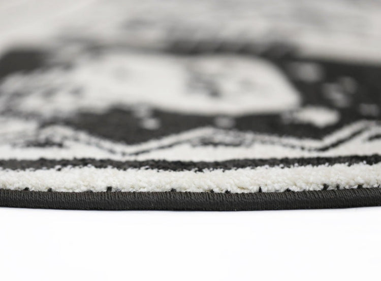 Piccolo Black and White Kids Camping Adventure Kids Rug