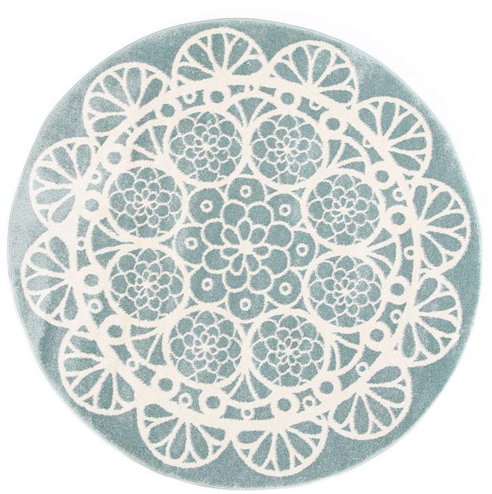 Piccolo Aqua White Doily Kids Rug