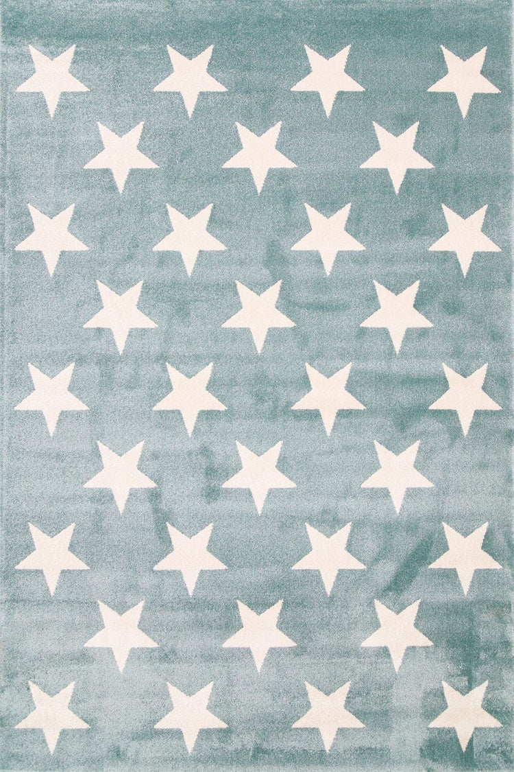 Piccolo Aqua White Stars Kids Rug
