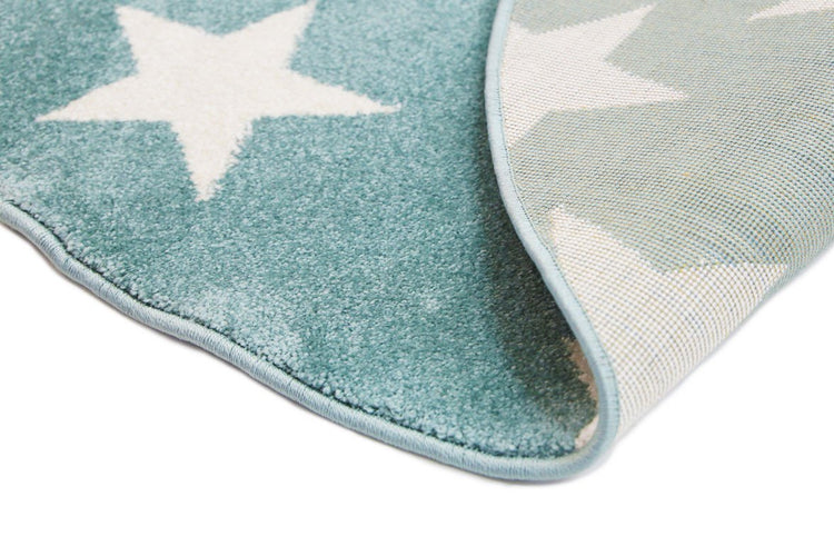 Piccolo Aqua White Stars Kids Rug