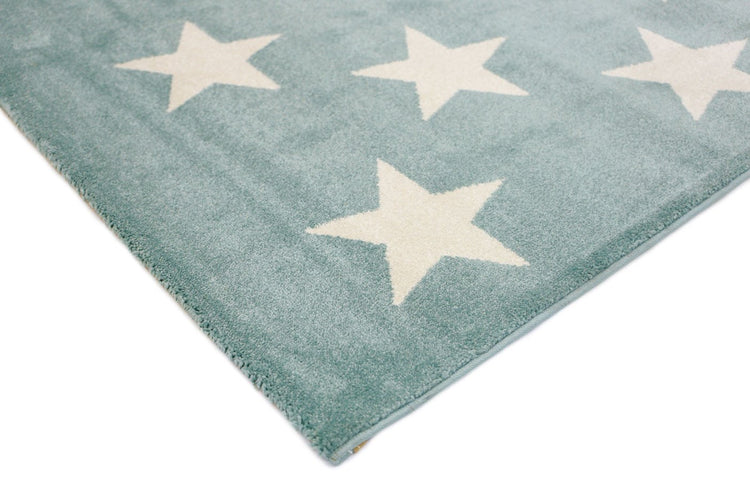 Piccolo Aqua White Stars Kids Rug