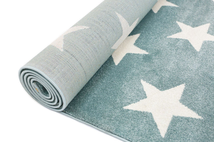Piccolo Aqua White Stars Kids Rug