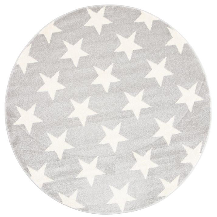 Piccolo Light Grey and White Stars Kids Rug