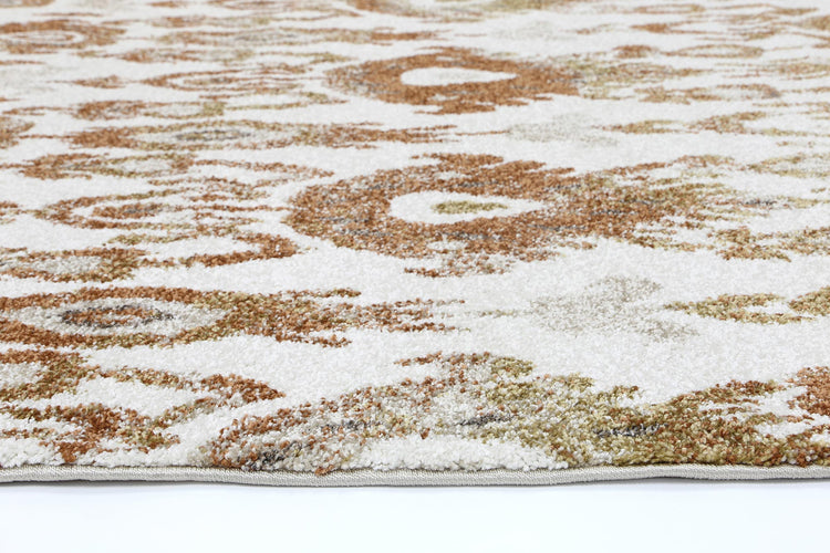 Vision Cream and Beige Geometric Ikat Rug