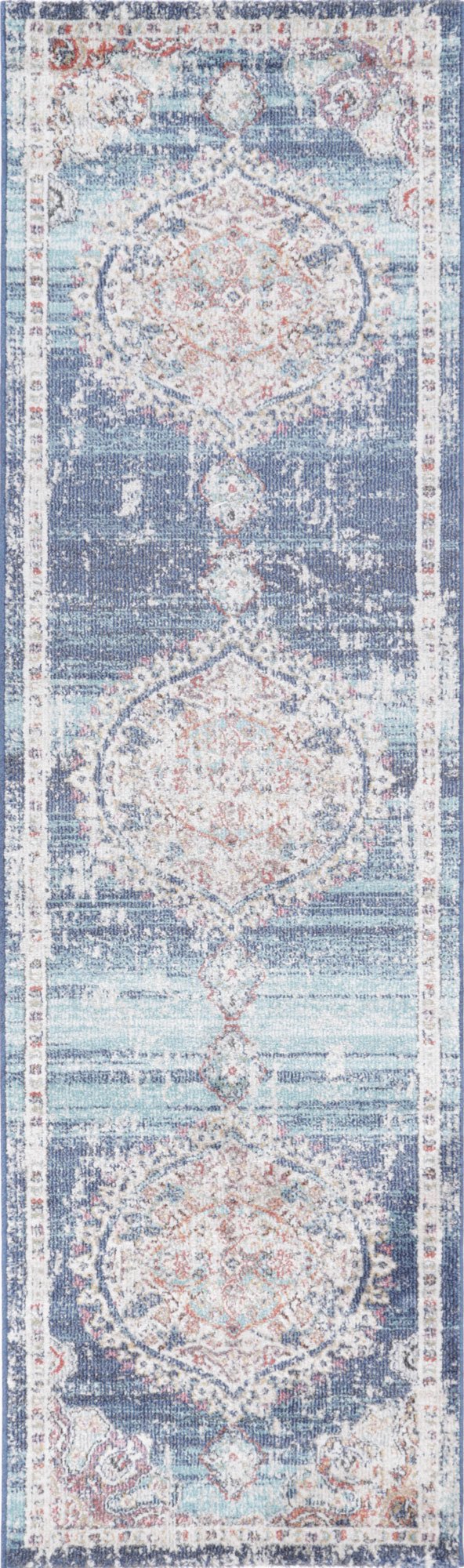 Hollow Medalion Transitional Navy Multi Rug