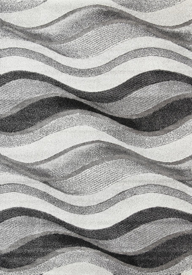 Vision Grey Abstract Waves Patterned Modern Rug