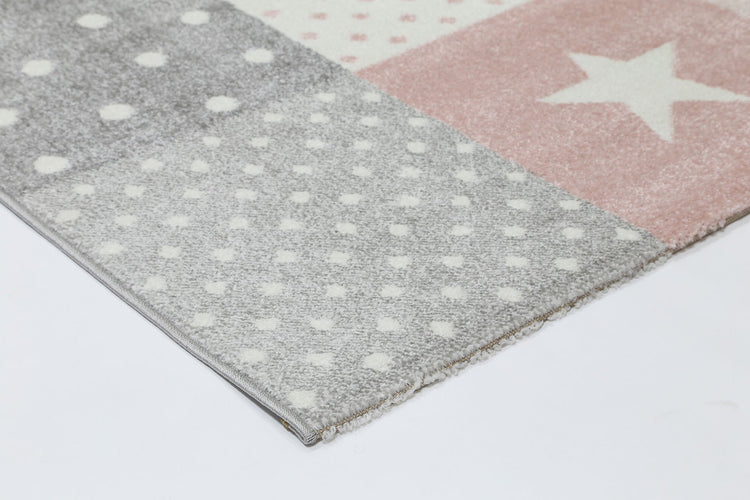 Nova Kids Pink Grey Stars & Hearts Rug