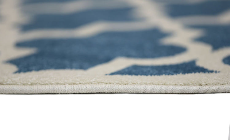 Piccolo Blue and White Lattice Pattern Kids Rug
