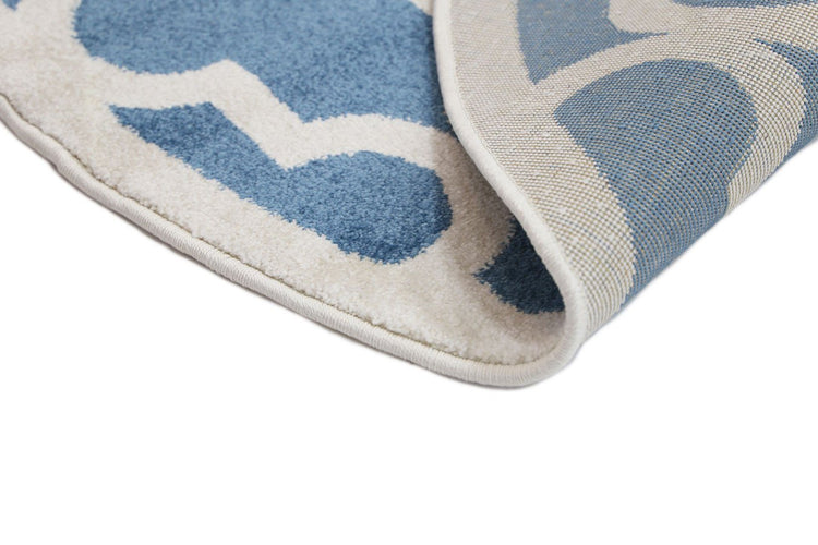 Piccolo Blue and White Lattice Pattern Kids Rug