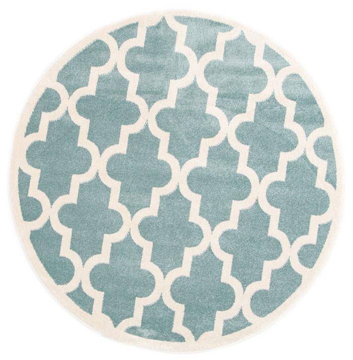 Piccolo Aqua White Lattice Pattern Kids Rug