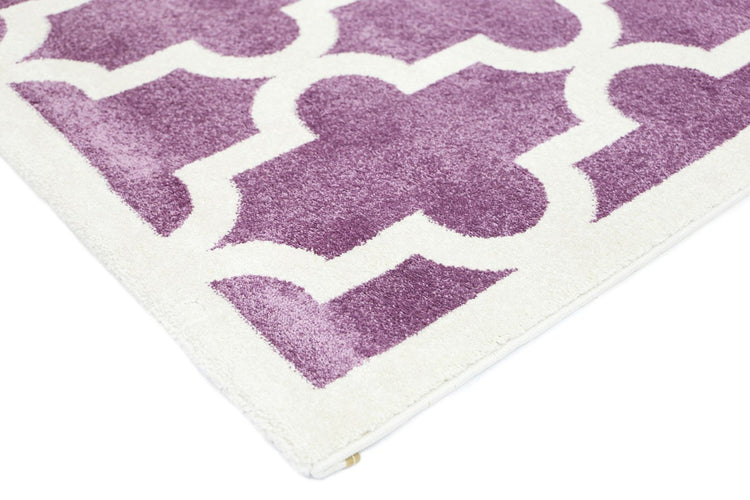 Piccolo Violet Pink and White Lattice Pattern Kids Rug