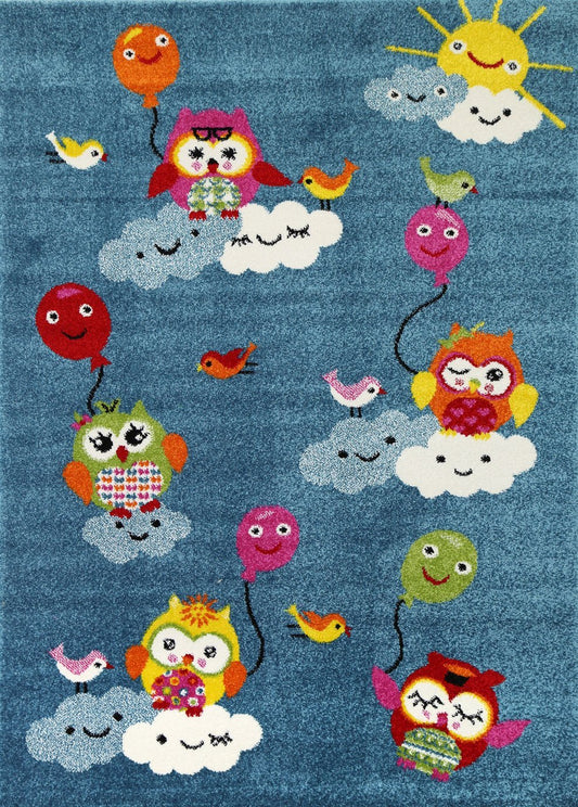 Nova Kids Blue Owl Balloon Rug