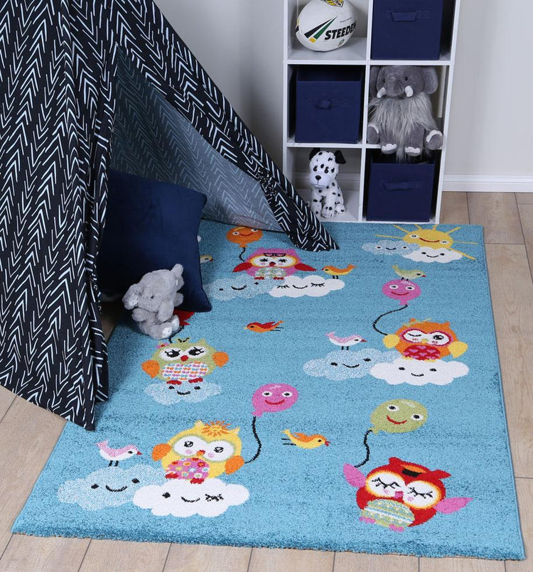 Nova Kids Blue Owl Balloon Rug