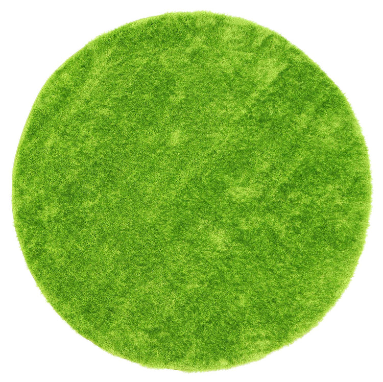 Puffy Soft Shaggy Round Rug Grass Green