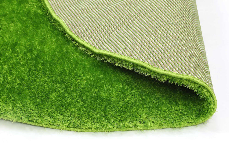 Puffy Soft Shaggy Round Rug Grass Green