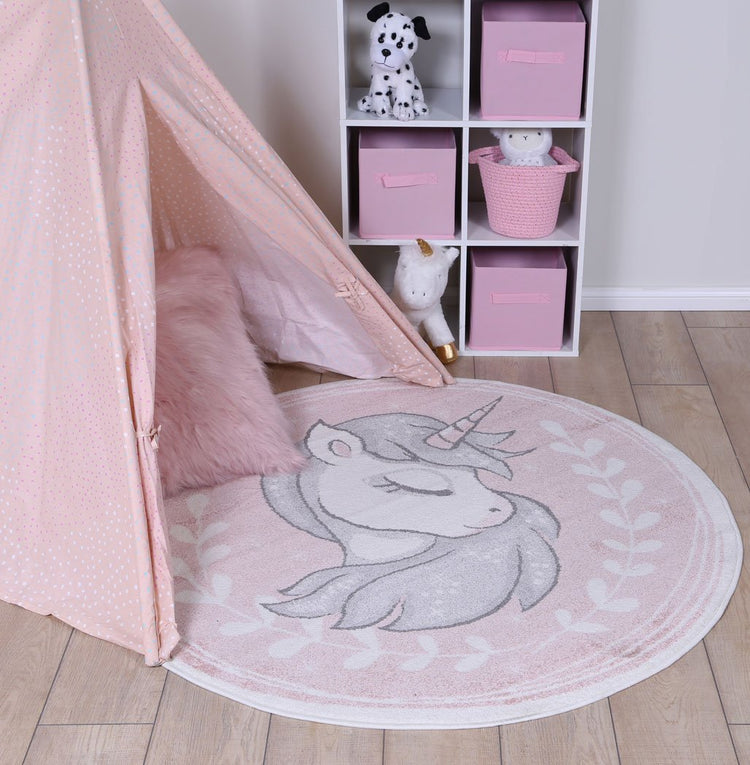 Nova Kids Pink Unicorn Round Rug