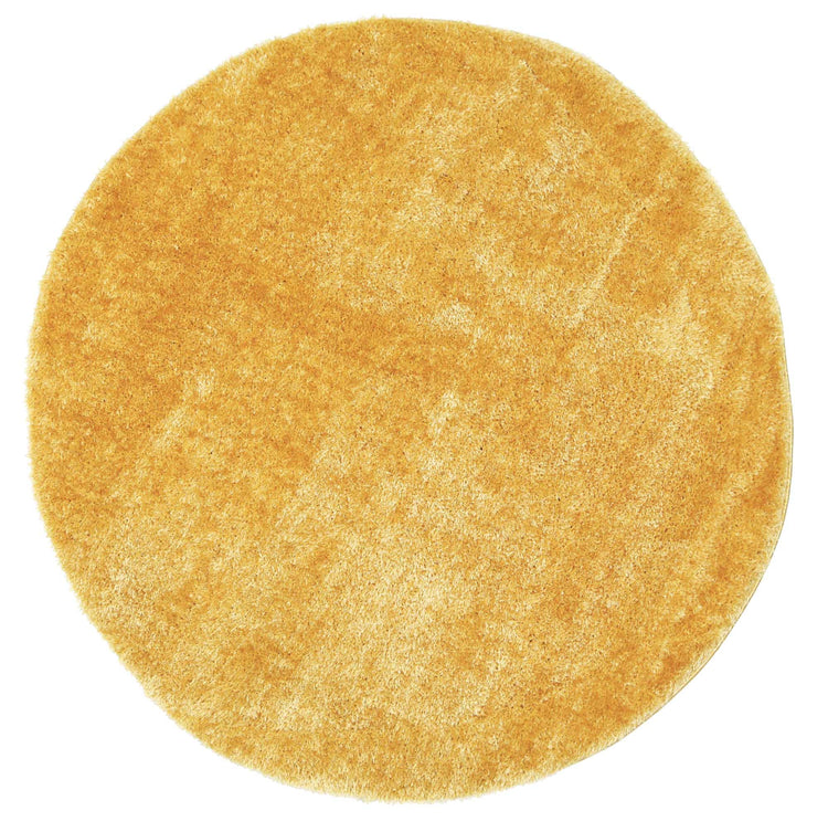 Puffy Soft Shaggy Round Rug Mustard Yellow