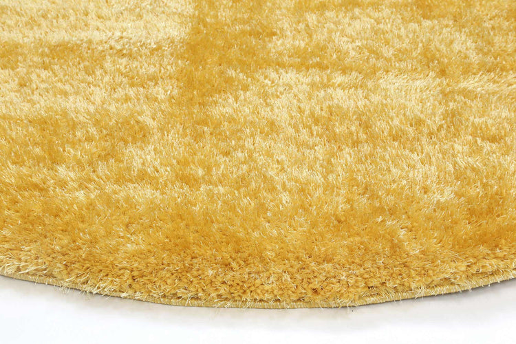 Puffy Soft Shaggy Round Rug Mustard Yellow