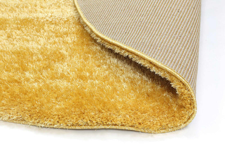 Puffy Soft Shaggy Round Rug Mustard Yellow