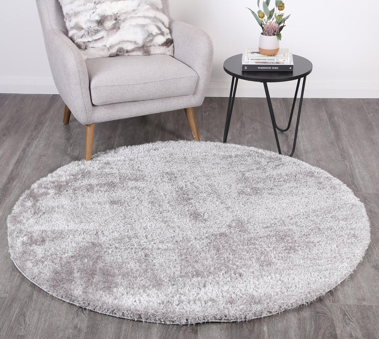 Puffy Soft Shaggy Round Rug Grey