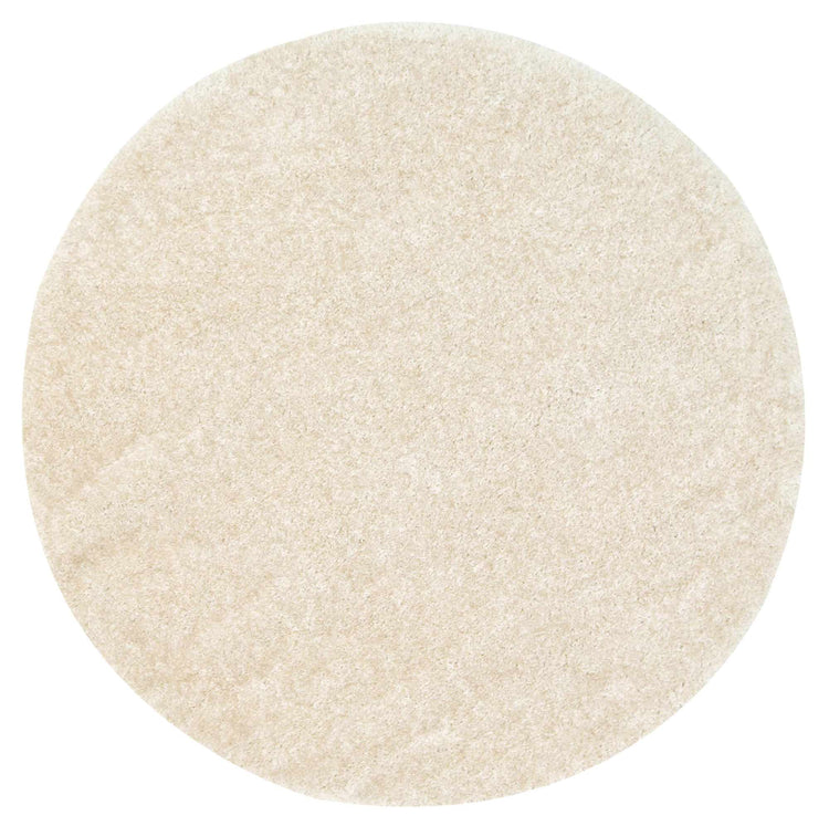 Puffy Soft Shaggy Round Rug Ivory